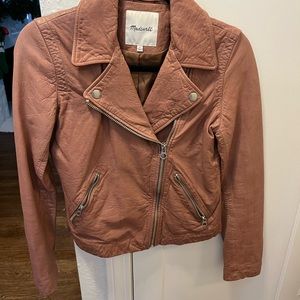 Madewell Washed Leather Moto Jacket - Rose
